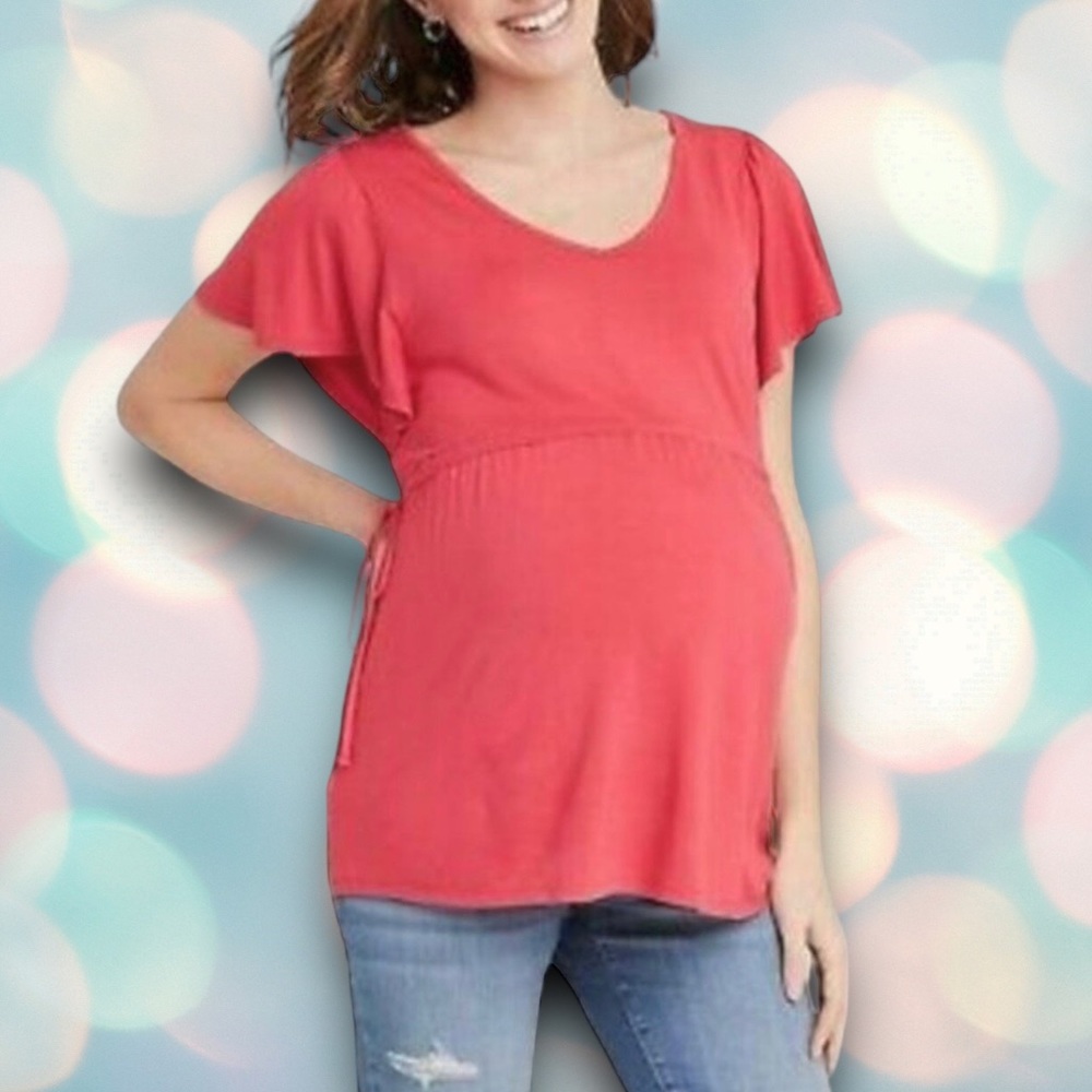 Isabel Maternity Women’s Stretchy Flutter Sleeve Blouse Top Size XXL